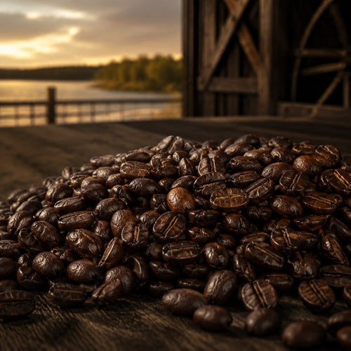River Bloom coffee beans and ground coffee from Barrel & Bloom Coffee