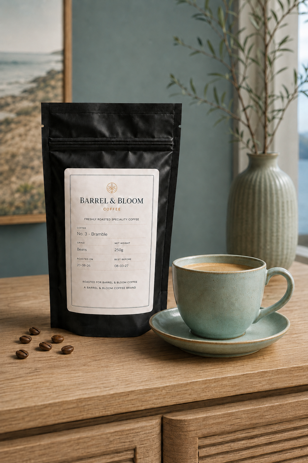 No. 3 - Bramble coffee cup lifestyle from Barrel & Bloom Coffee