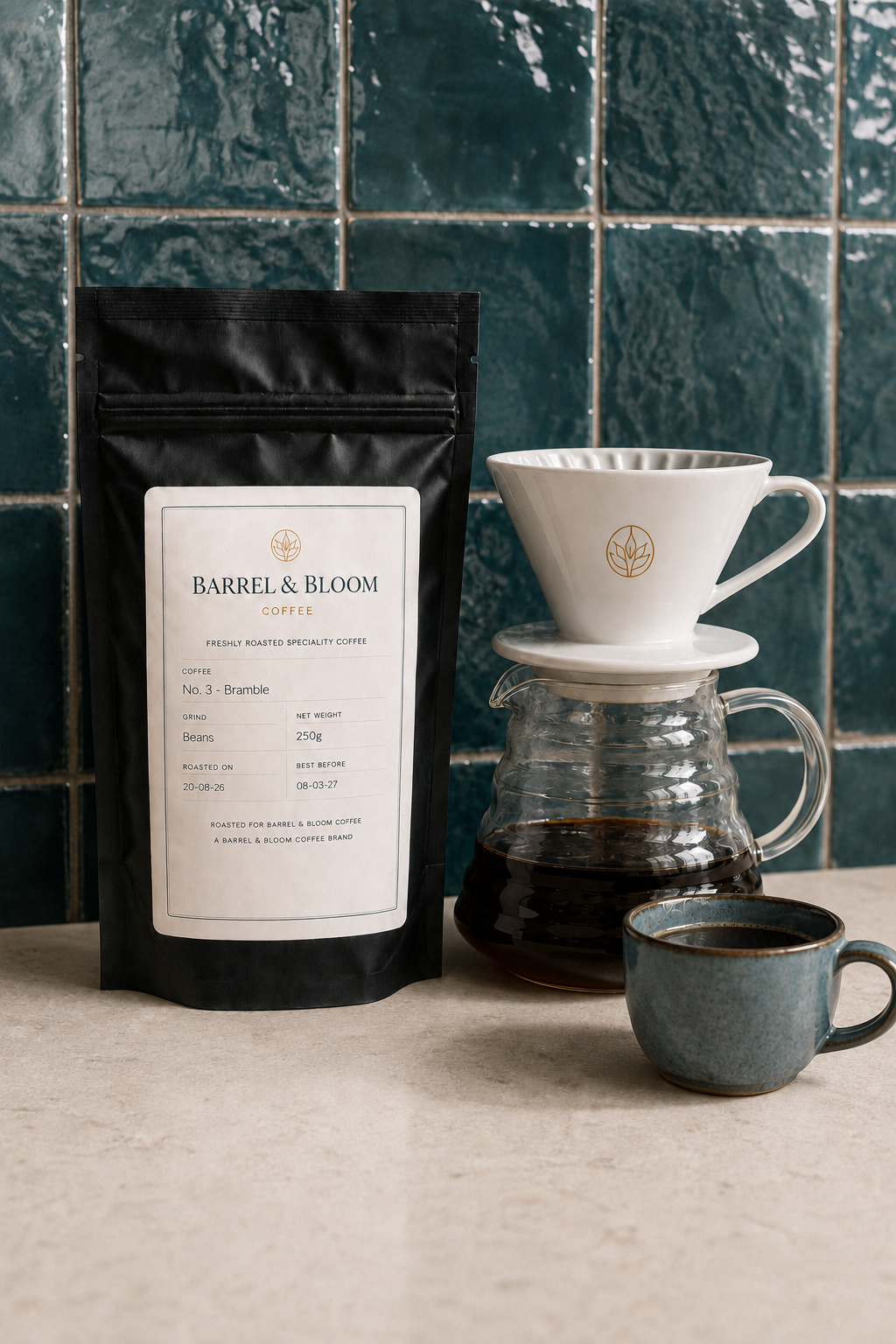 No. 3 - Bramble pour-over brewing lifestyle from Barrel & Bloom Coffee