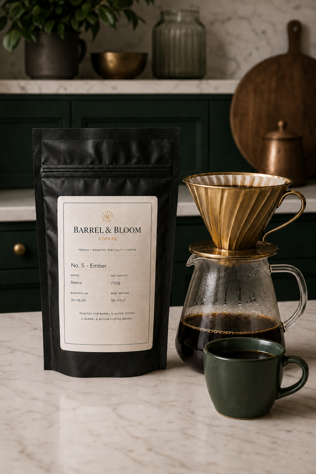No. 5 - Ember pour-over brewing lifestyle from Barrel & Bloom Coffee