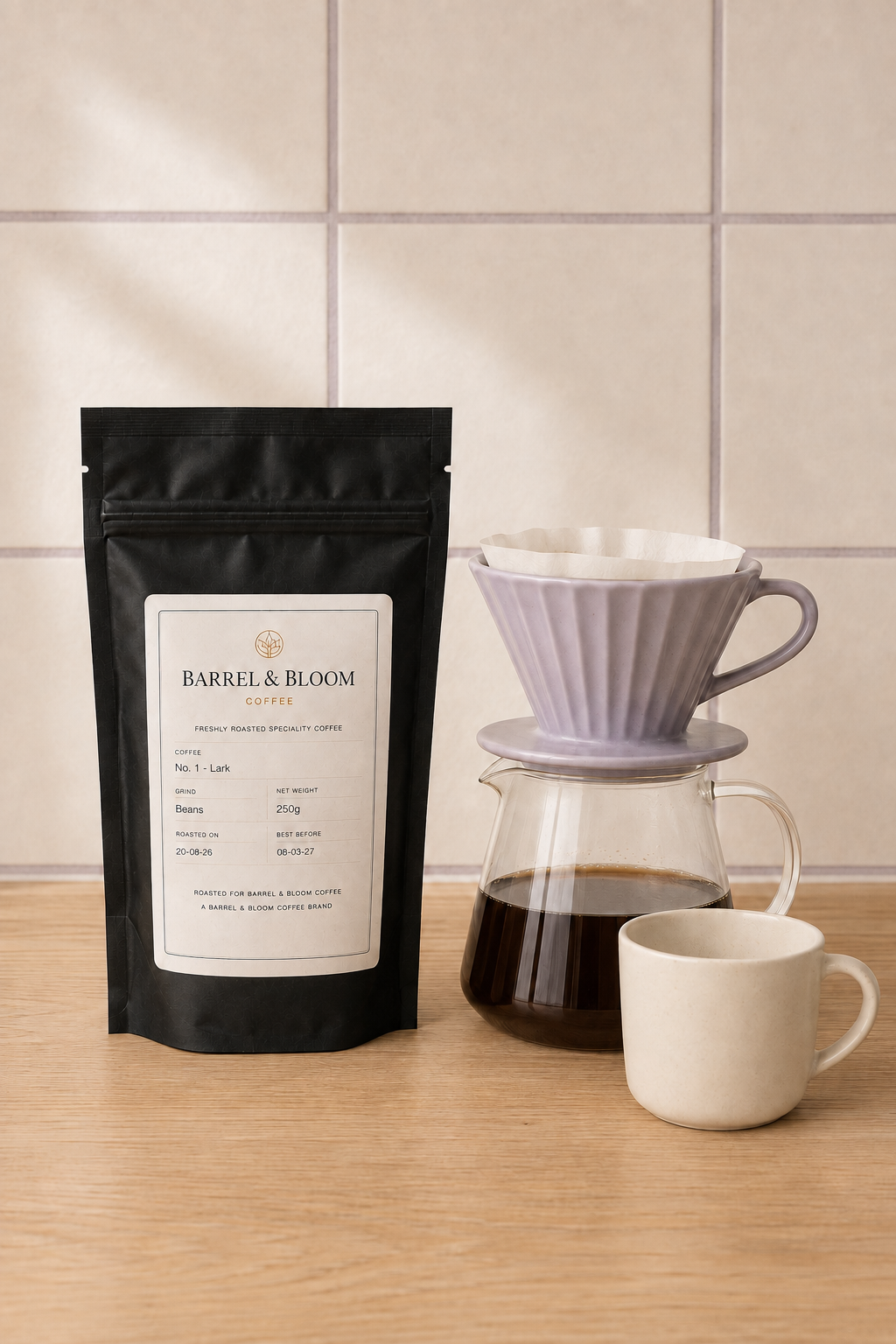 No. 1 - Lark pour-over brewing lifestyle from Barrel & Bloom Coffee