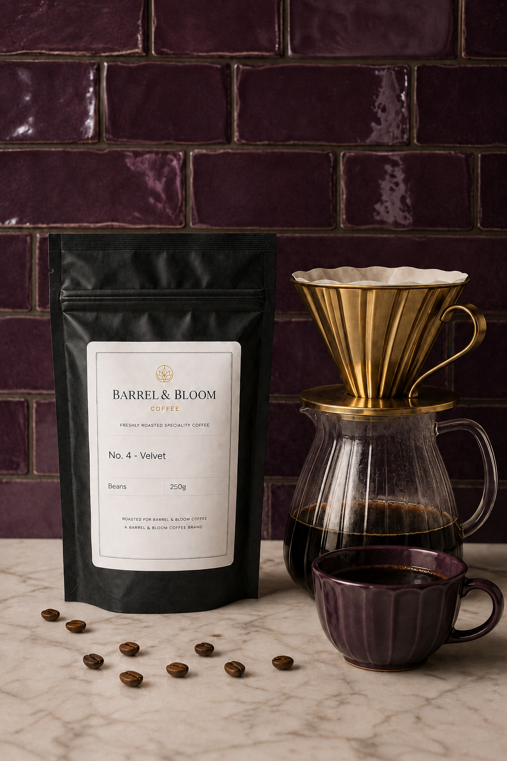 No. 4 - Velvet pour-over brewing lifestyle from Barrel & Bloom Coffee
